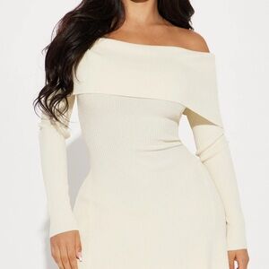 Elegant Off-Shoulder Cream Dress